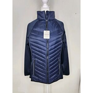 Trimark‎ Women's Blue Puffer Jacket Poly Sleeves Med Embro Michigan Lottery